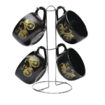 طقم بولة شوربة 4 قطع بورسلين حامل جناح-قلب فراشه