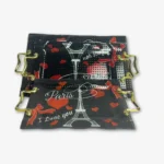 ⁦طقم صينيه اركوبيركس 3 قطع تغليف فوم هدايا برج ايفل  - اسود واحمر⁩ - الصورة ⁦2⁩