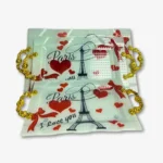 ⁦طقم صينيه اركوبيركس 3 قطع تغليف فوم هدايا برج ايفل ابيض -ابيض واحمر⁩ - الصورة ⁦2⁩