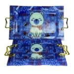 ⁦طقم صينيه اركوبيركس 3 قطع تغليف فوم هدايا دب ازرق-ابيض وازرق⁩ - الصورة ⁦2⁩