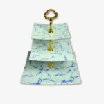 ⁦شيالة كعك 3 دور مربع ماربل ابيض-ابيض رخام⁩ - الصورة ⁦2⁩