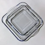 طقم طاجن بيركس 2 قطعة مربع تركي - شفاف