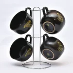 طقم بولة شوربة 4 قطع بورسلين حامل جناح-قلب مزخرف