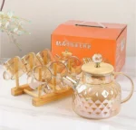 طقم براد زجاج عسلى بالكوبيات