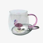 ⁦مج زجاجي بداخله بجعة بارزه - روز⁩ - الصورة ⁦2⁩