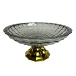 طبق فاكهه زجاج فاميه بقاعدة ذهبي