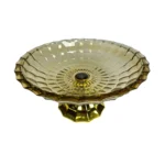 ⁦طبق فاكهه زجاج عسلى بقاعدة ذهبي⁩ - الصورة ⁦3⁩