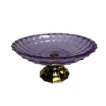 طبق فاكهه زجاج موف بقاعدة ذهبي