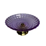 ⁦طبق فاكهه زجاج موف بقاعدة ذهبي⁩ - الصورة ⁦3⁩