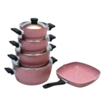 طقم حلة جرانيت 9 قطعة مدور - روز