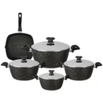 طقم حلة جرانيت 9 قطعة مدور - اسود