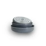 طقم صينيه فرن جرانيت 3 قطع مدور رمادي