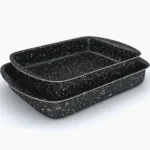 طقم صينيه فرن جرانيت 2 قطعة مربع اسود
