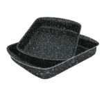 ⁦طقم صينيه فرن جرانيت 2 قطعة مربع اسود⁩ - الصورة ⁦3⁩