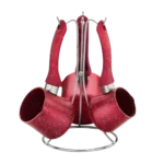 طقم كنك جرانيت 3 قطع بالحامل  - احمر