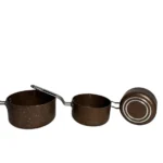 طقم كسرولة 3 قطع جرانيت يد استيل-بني