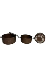 طقم كسرولة 3 قطع جرانيت يد استيل-بني