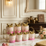 طقم توابل حامل ستيل غطاء فيونكة - روز, ابيض