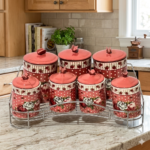 طقم توابل 15 قطعة بورسلين فراشة بالحامل-منقوش