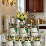 طقم توابل حامل ستيل غطاء فيونكة - ابيض زيتي