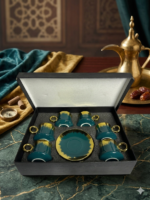 ⁦طقم قهوة بورسلين بالطبق 12 قطعة مدور - زيتي⁩ - الصورة ⁦4⁩