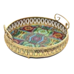 ⁦طقم صينيه 2 قطعة مدور معدن زجاج  - احمر و اخضر⁩ - الصورة ⁦2⁩