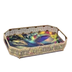 ⁦طقم صينيه 2 قطعة مستطيل معدن  - زجاج فراشة⁩ - الصورة ⁦2⁩