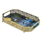 ⁦طقم صينيه 2 قطعة مستطيل معدن  - زجاج غزالة⁩ - الصورة ⁦2⁩