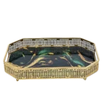 ⁦طقم صينيه 2 قطعة مستطيل معدن  - زجاج اخضر⁩ - الصورة ⁦2⁩