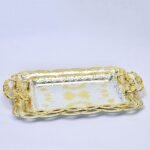 طقم صينيه 2 قطعة صينية سلفر - ذهبي ضفيرة