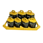 طقم توابل بغطاء و حامل خشب - اسود