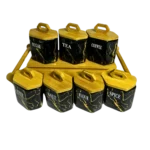 ⁦طقم توابل بغطاء و حامل خشب - اسود⁩ - الصورة ⁦2⁩