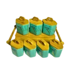 ⁦طقم توابل بغطاء و حامل خشب - اخضر⁩ - الصورة ⁦2⁩