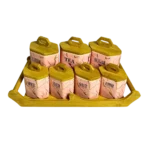 طقم توابل بغطاء و حامل خشب - روز