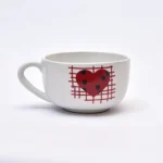 ⁦طقم بولة شوربة 4 قطع بورسلين حامل اسانسير-قلب ابيض⁩ - الصورة ⁦2⁩