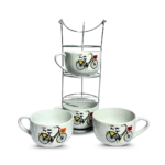 طقم بولة شوربة 4 قطع بورسلين حامل اسانسير-عجله