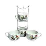 ⁦طقم بولة شوربة 4 قطع بورسلين حامل اسانسير-عجله⁩ - الصورة ⁦2⁩