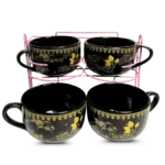 طقم بولة شوربة 4 قطع بورسلين حامل قفص-ورود