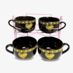 طقم بولةشوربة 4 قطع بورسلين حامل قفص-اسود قلب