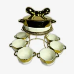 ⁦طقم شوربة بالحله غطاء فيونكه على حامل دهبى⁩ - الصورة ⁦2⁩