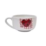 ⁦طقم بولة شوربة 4 قطع بورسلين حامل جناح-قلب احمر⁩ - الصورة ⁦2⁩