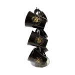 طقم مج كافية بورسلين كلاسيك 6 قطع بالحامل-اورانج