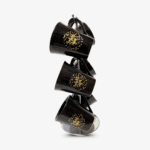 ⁦طقم مج كافية بورسلين كلاسيك 6 قطع بالحامل-اورانج⁩ - الصورة ⁦2⁩