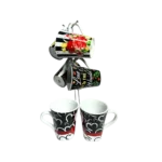 ⁦طقم مج كافية بورسلين 6 قطع بالحامل-ورود⁩ - الصورة ⁦2⁩