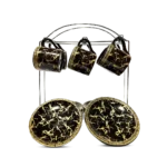 ⁦طقم قهوة بورسلين بالطبق 12 قطعة بالحامل-اسود محجر⁩ - الصورة ⁦2⁩