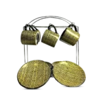 طقم قهوة بورسلين بالطبق 12 قطعة بالحامل-دهبي في اسود