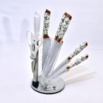 ⁦طقم سكينة ماربل مروحة ابيض⁩ - الصورة ⁦2⁩