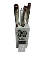 طقم سكينة 7 قطع رشاقة خشب  - رمادى