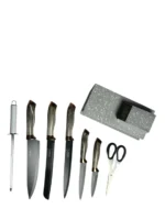 ⁦طقم سكينة 7 قطع رشاقة خشب  - رمادى⁩ - الصورة ⁦2⁩