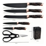 طقم سكينة رشاقة رخامي  - اسود وسيلفر